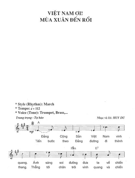 SHEET MUSIC FREE - Sheet PIANO FOR YOU ~ VIỆT NAM ƠI MÙA XUÂN ĐẾN RỒI