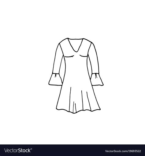 Clothes line drawing of dress Royalty Free Vector Image