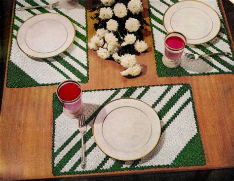 Vintage Striped Placemat Crochet Pattern from FunOldFashionedFinds on ...