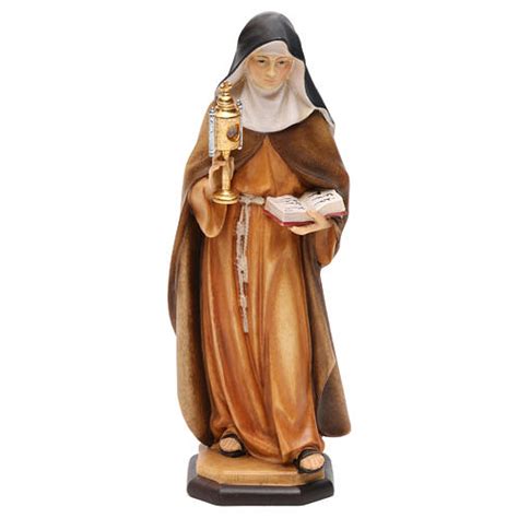 Saint Clare of Assisi Statue with Eucharistic case wood painted Val Gardena | online sales on ...