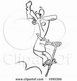 Clipart Black And White Outline Cartoon Man Hopping On A Pogo Stick  sketch template