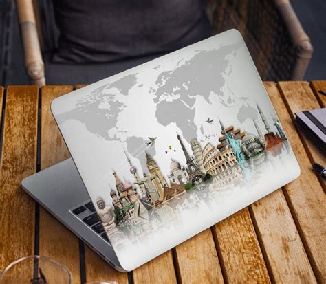 World Map Laptop Skin Travel Notebook Vinyl Decal Dell Hp Lenovo Asus ...