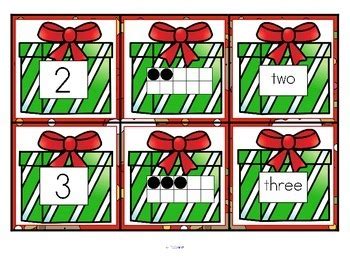 Christmas Number Matching Cards 0-10 FREE by KidSparkz | TpT
