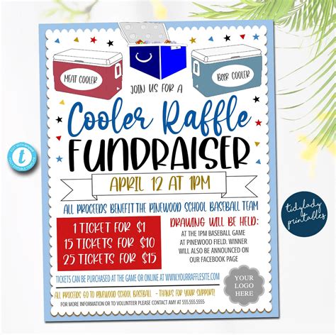 Cooler Raffle Ticket Fundraiser Flyer | TidyLady Printables