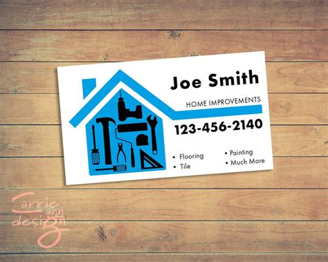 Home Improvements, Handyman, Business Cards, Print, Download, Blue ...