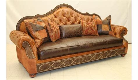 Leather tufted sofa