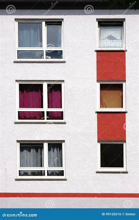 Apartment Windows with Colorful Curtains Stock Photo - Image of ...