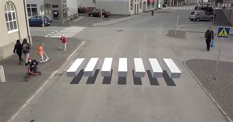 Small Town Paints Ingenious 3D Optical Illusion Crosswalk To Make Cars ...