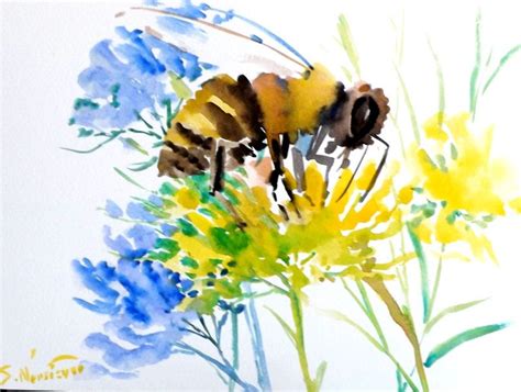 Bee original watercolor painting 12 X 9 bee art by ORIGINALONLY | Bee painting, Bee art, Bee artwork