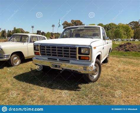 Old White 1980s Ford F 150 Pickup Truck in Countryside. Nature ...