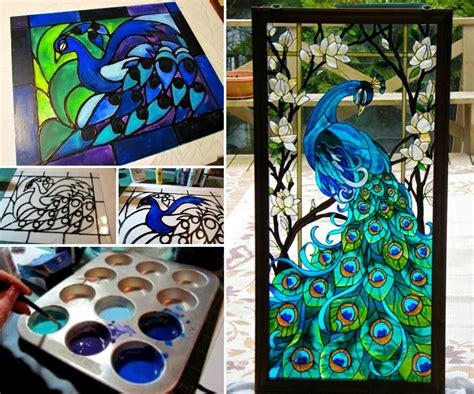 How To Make Faux Stained Glass With Acrylic Paint And Glue | WHOot | Glass art projects, Faux ...