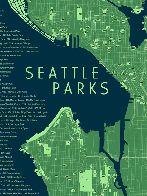 Carte des parcs de la ville de Seattle - Etsy France