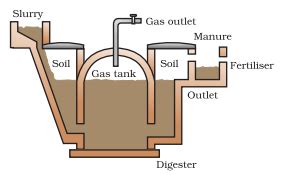 Draw the schematic diagram of a biogas plant.