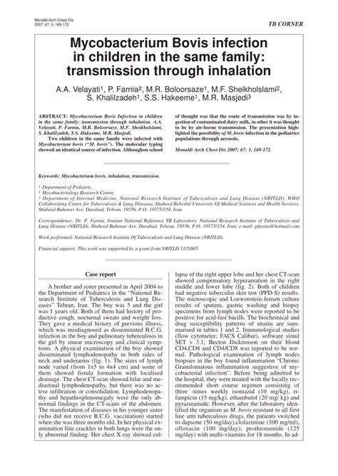 (PDF) Mycobacterium bovis infection in children in the same family: Transmission through inhalation