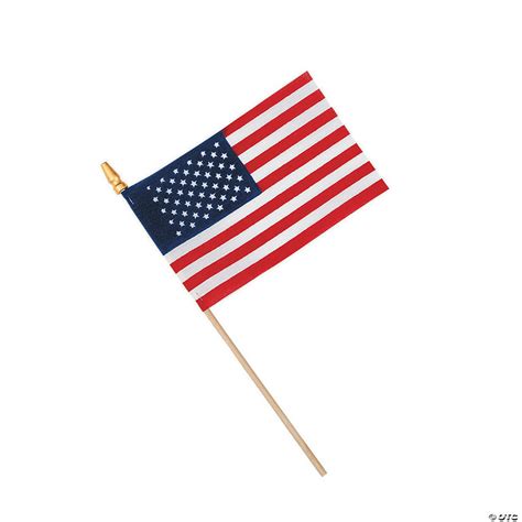 Small Cloth American Flags on Wooden Sticks - 6" x 4"