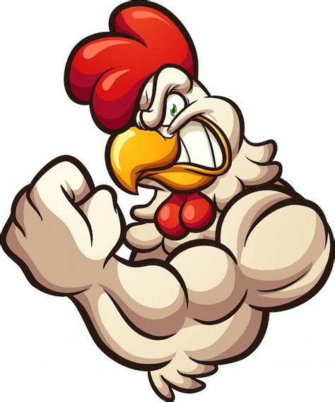 Premium Vector | Strong chicken mascot