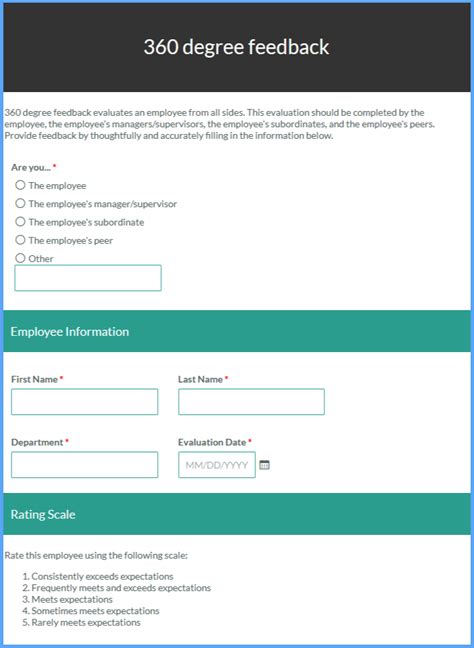 360 Degree Feedback Form Template | Formsite