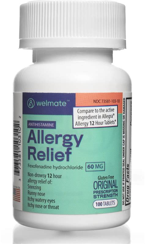 Allergy Relief | Fexofenadine Hydrochloride 60 mg | 100 Count Tablets ...