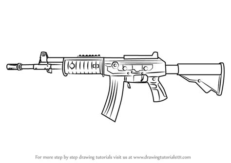 How to Draw Galil AR from Counter Strike (Counter Strike) Step by Step ...