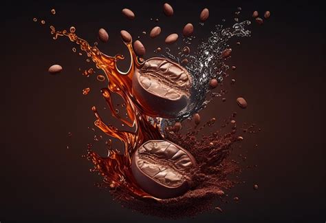 Premium Photo | Coffee splash with beans on dark background