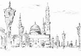 Islamic Masjid Nabawi Coloring Page » Turkau sketch template