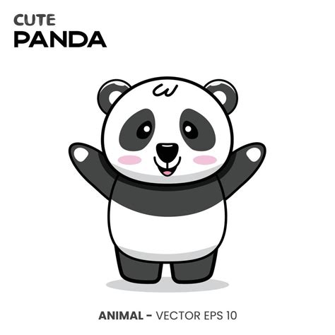 Cute Panda character, cute smile expression with raised hand. 5464246 ...