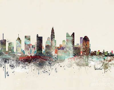 Watercolor Landscapes Painting - Columbus Ohio Skyline by Bri Buckley ...