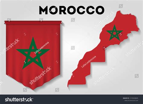 Realistic Pennant Map Flag Morocco Stock Vector (Royalty Free ...