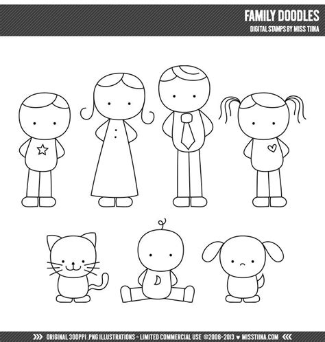 Family Doodles Digital Stamps Clipart Clip Art Illustrations - Etsy | Family drawing, Doodles ...