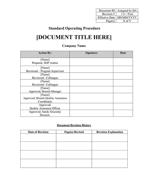 Company Procedure Template | HQ Template Documents