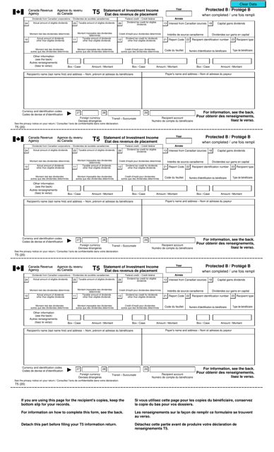 Form T5 - Fill Out, Sign Online and Download Fillable PDF, Canada (English/French) | Templateroller