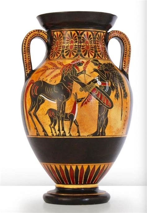 At Auction: Athena and Heracles Depicted on Black Figure Greek Belly Amphora