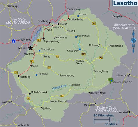 Large political map of Lesotho | Lesotho | Africa | Mapsland | Maps of the World