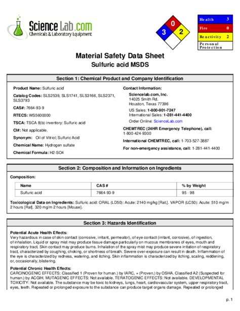 Sulfuric Acid Msds