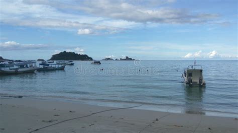 Boat and Beach. Belitung Island. Indonesia Stock Photo - Image of ...