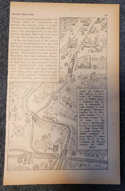 VTG 1943 RAILROAD/TRAIN Georgia Talbotton, GA (Map/Layout/Route ...