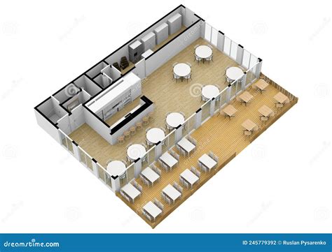 Cafe Bar Restaurant Floor Plan Top View. Cafe Interior with Coffee. Stock Illustration ...