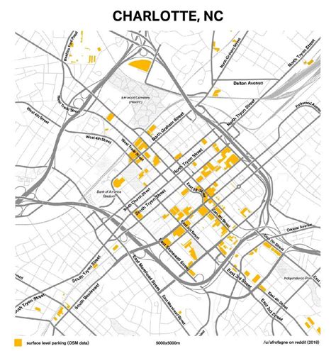 Map of Charlotte Parking (xpost from r/urbanplanning ) : Charlotte