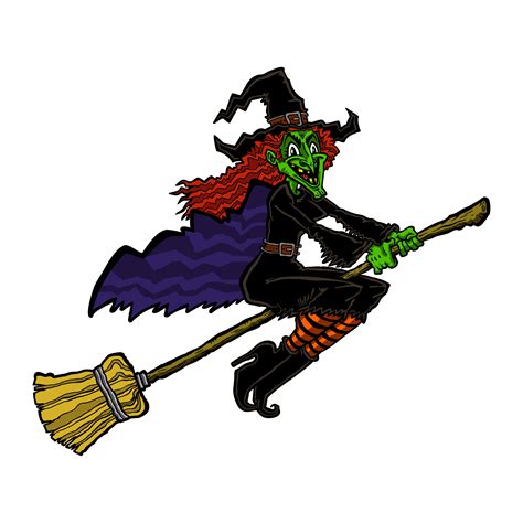 Witch riding a broom cartoon vector 552699 Vector Art at Vecteezy