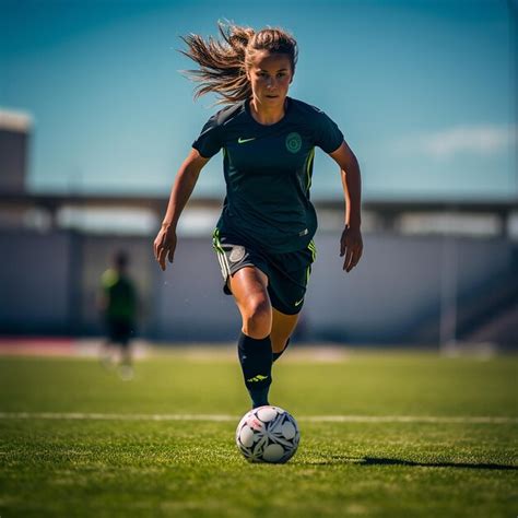 Premium AI Image | Elevating Soccer Skills Closeup of a Female Player Masterfully Dribbling with ...