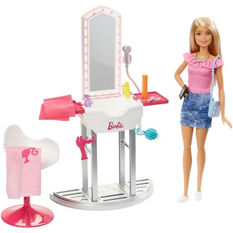 Barbie Salon Station Furniture Set with Doll & Accessories, Blonde - Walmart.com - Walmart.com