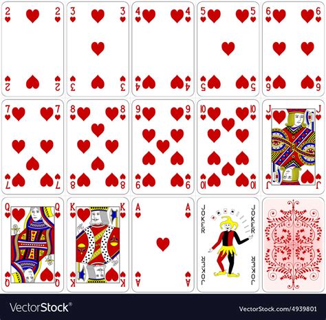 Poker cards heart set four color classic design Vector Image