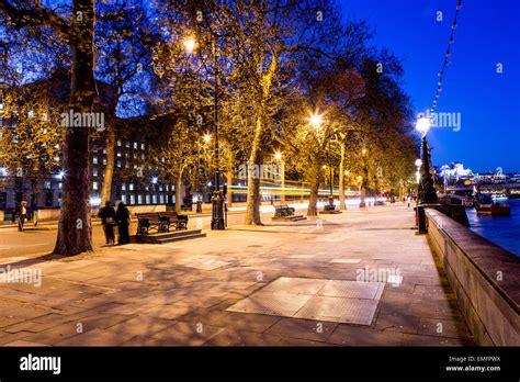 The Victorian Embankment At Night London UK Stock Photo - Alamy