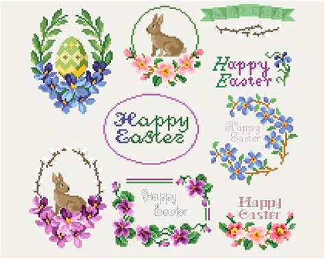 Easter Cross-stitch Patterns, PDF Happy Easter Sign, Small Cross Stitch ...