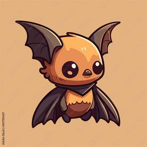 Cute Little Cartoon kawaii anime bat. Flat Vector Illustration for ...