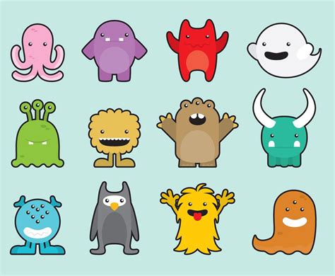 Cute Monster Icons Vector Art & Graphics | freevector.com