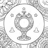 Mystical Moon Tarot Card Coloring Page 62114 49139 sketch template