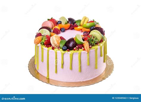 Delicious Birthday Cake or Holiday. on a White Background. Stock Image - Image of celebration ...