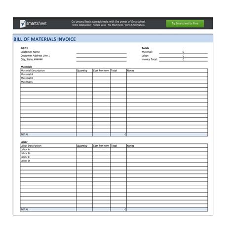 48 FREE Bill Of Material Templates (Excel & Word) ᐅ TemplateLab