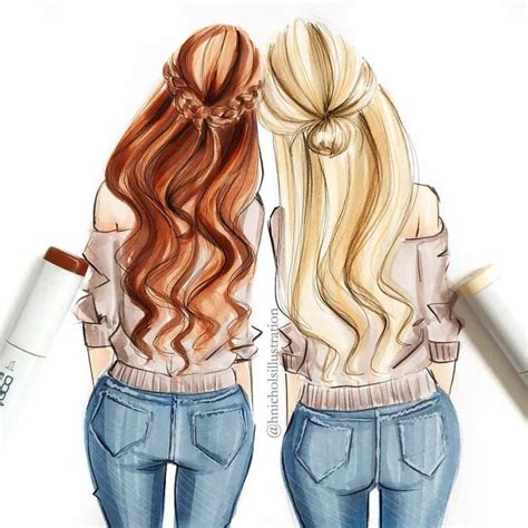 Which hair would you wear? 👯sketched with @copicmarker #hairillustration #fashionillustration # ...